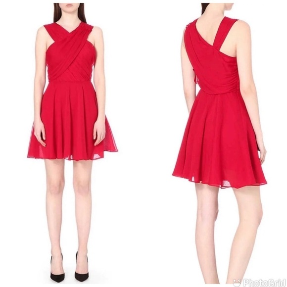 The Kooples Crepon Cross Over Neck Dress Holiday - Picture 1 of 6